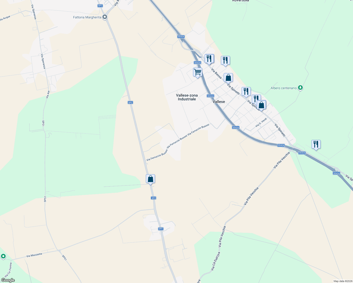 map of restaurants, bars, coffee shops, grocery stores, and more near Via Ferruccio Busoni in Provincia di Verona