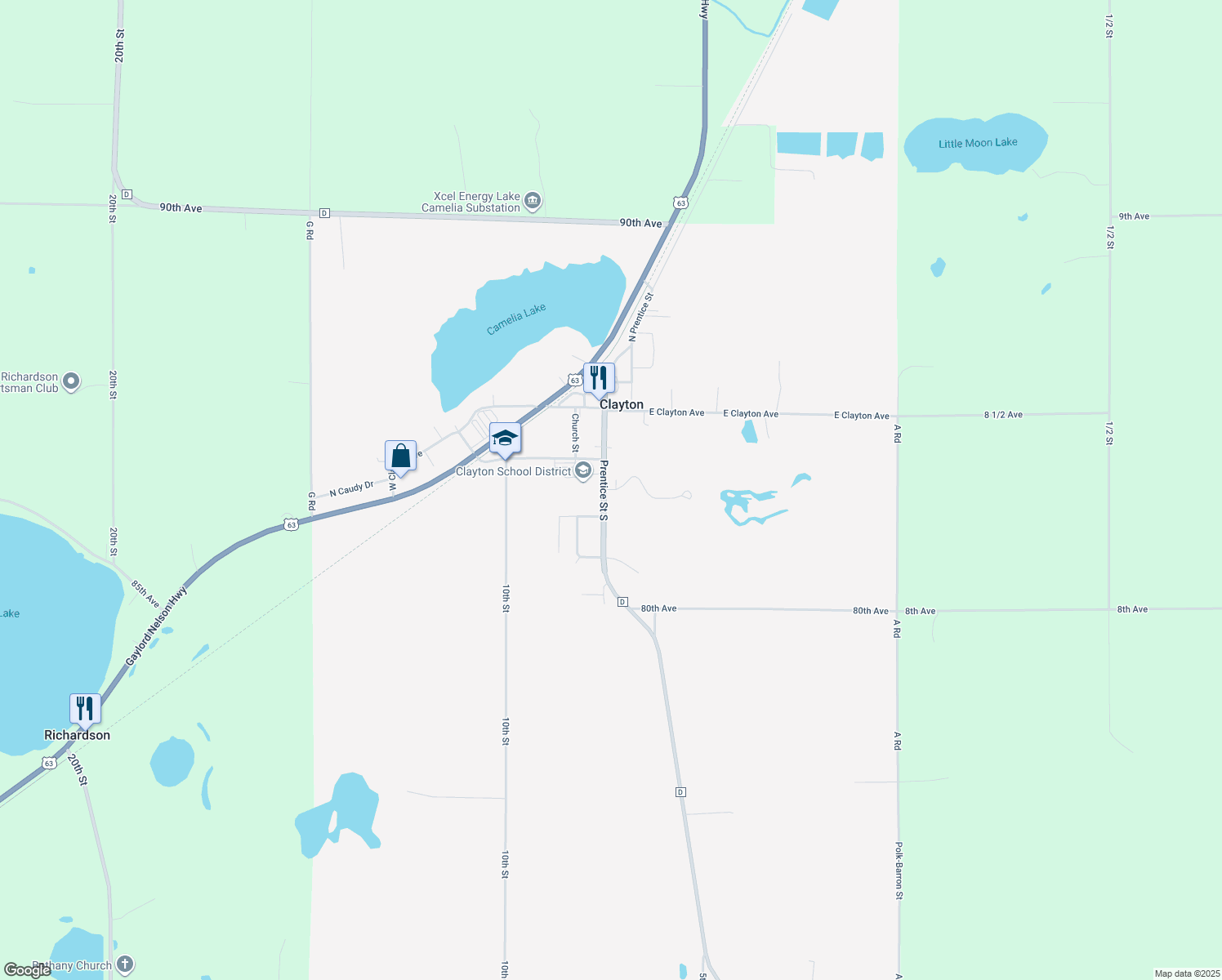 map of restaurants, bars, coffee shops, grocery stores, and more near 112 Woodland Trail in Clayton