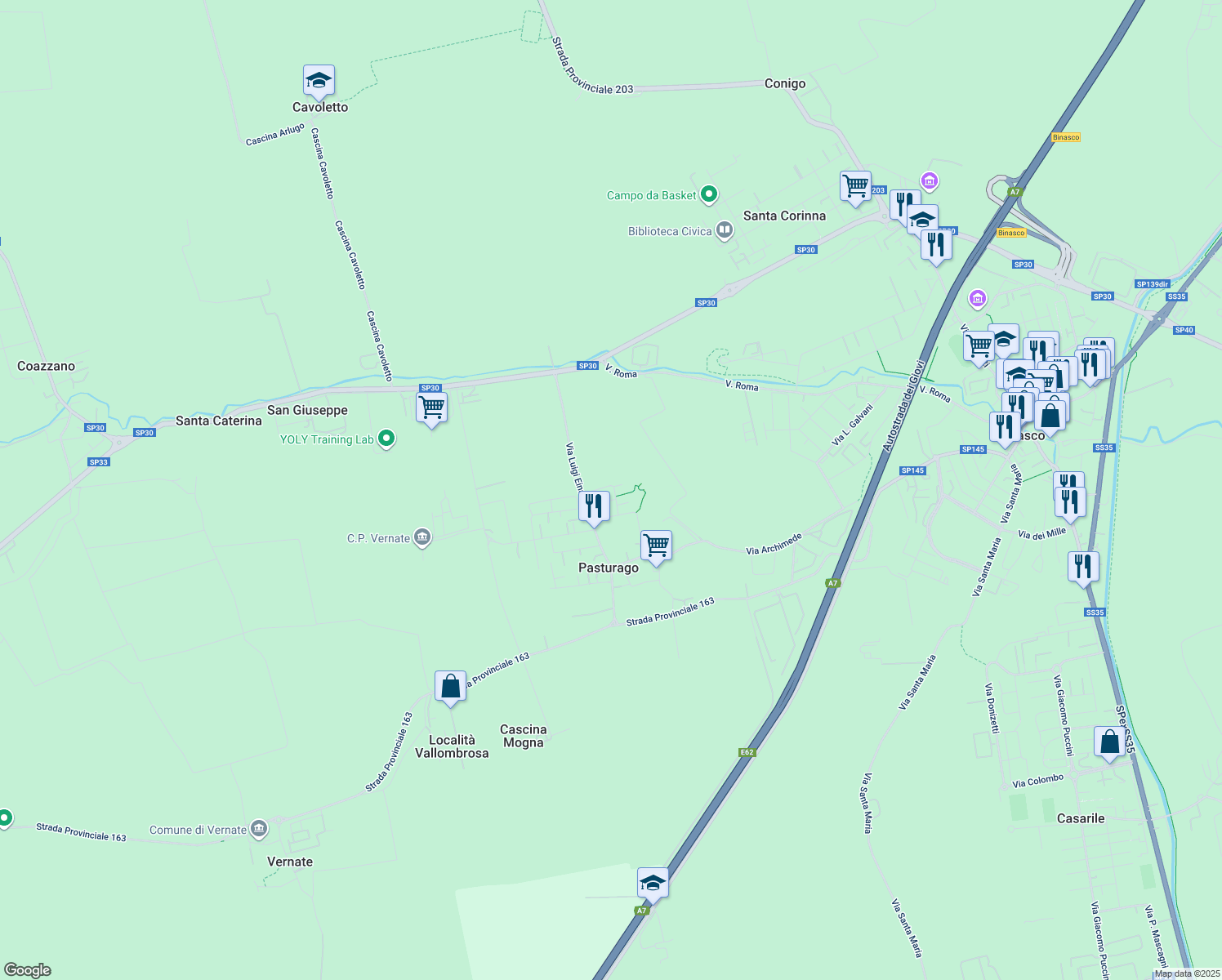 map of restaurants, bars, coffee shops, grocery stores, and more near 15A Via G. Ambrosoli in Città metropolitana di Milano