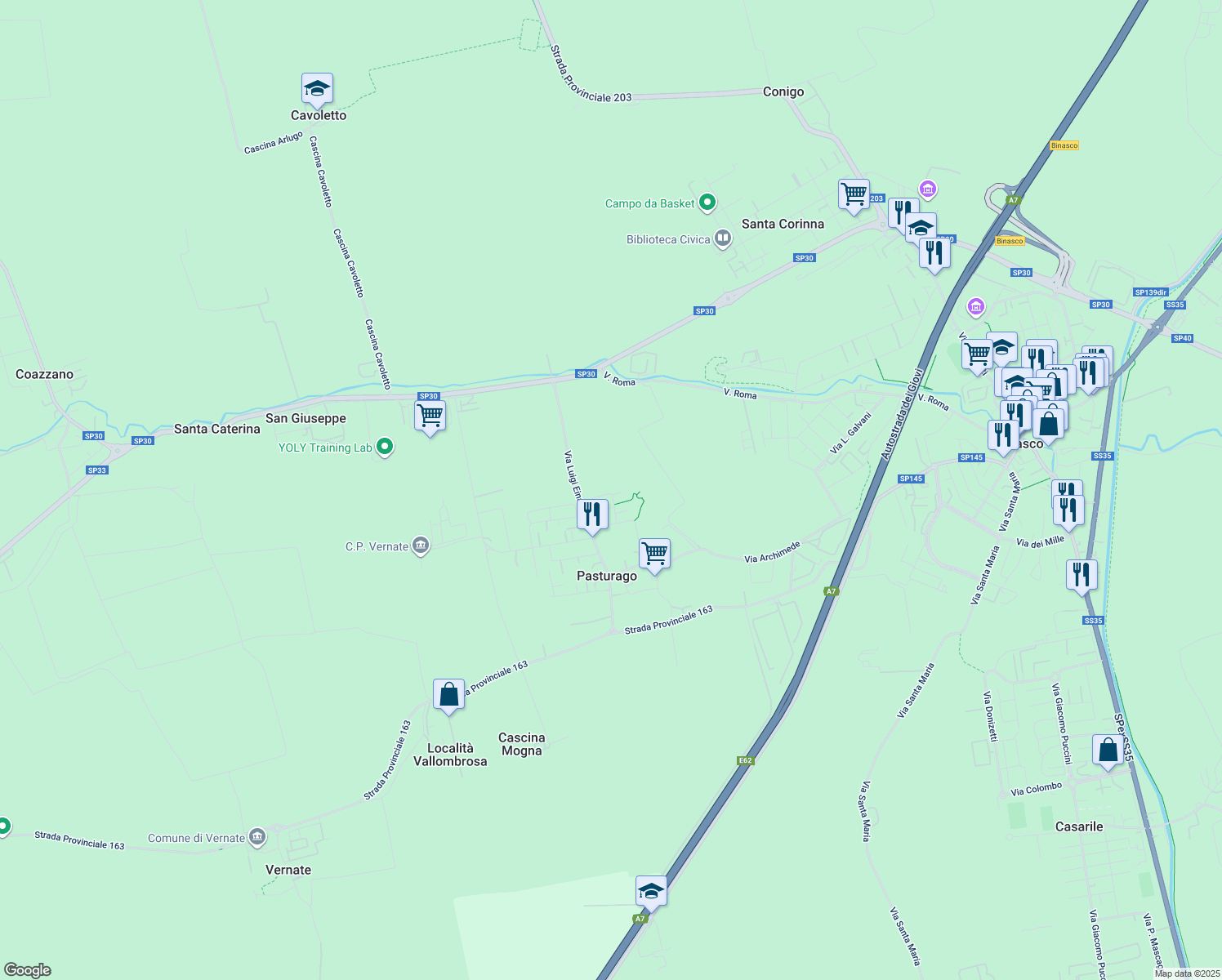 map of restaurants, bars, coffee shops, grocery stores, and more near 15A Via G. Ambrosoli in Città metropolitana di Milano