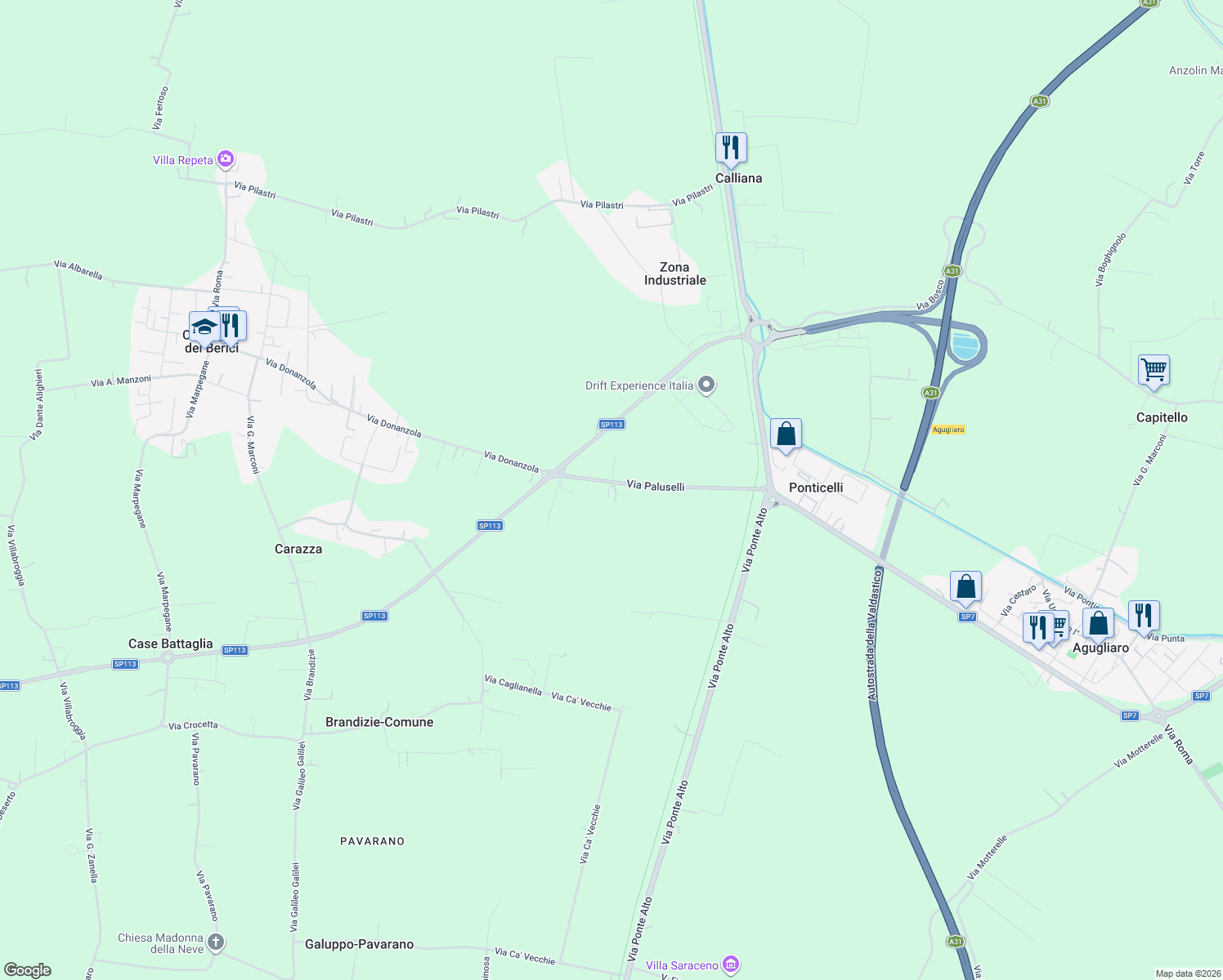 map of restaurants, bars, coffee shops, grocery stores, and more near 9 Via Paluselli in Provincia di Vicenza
