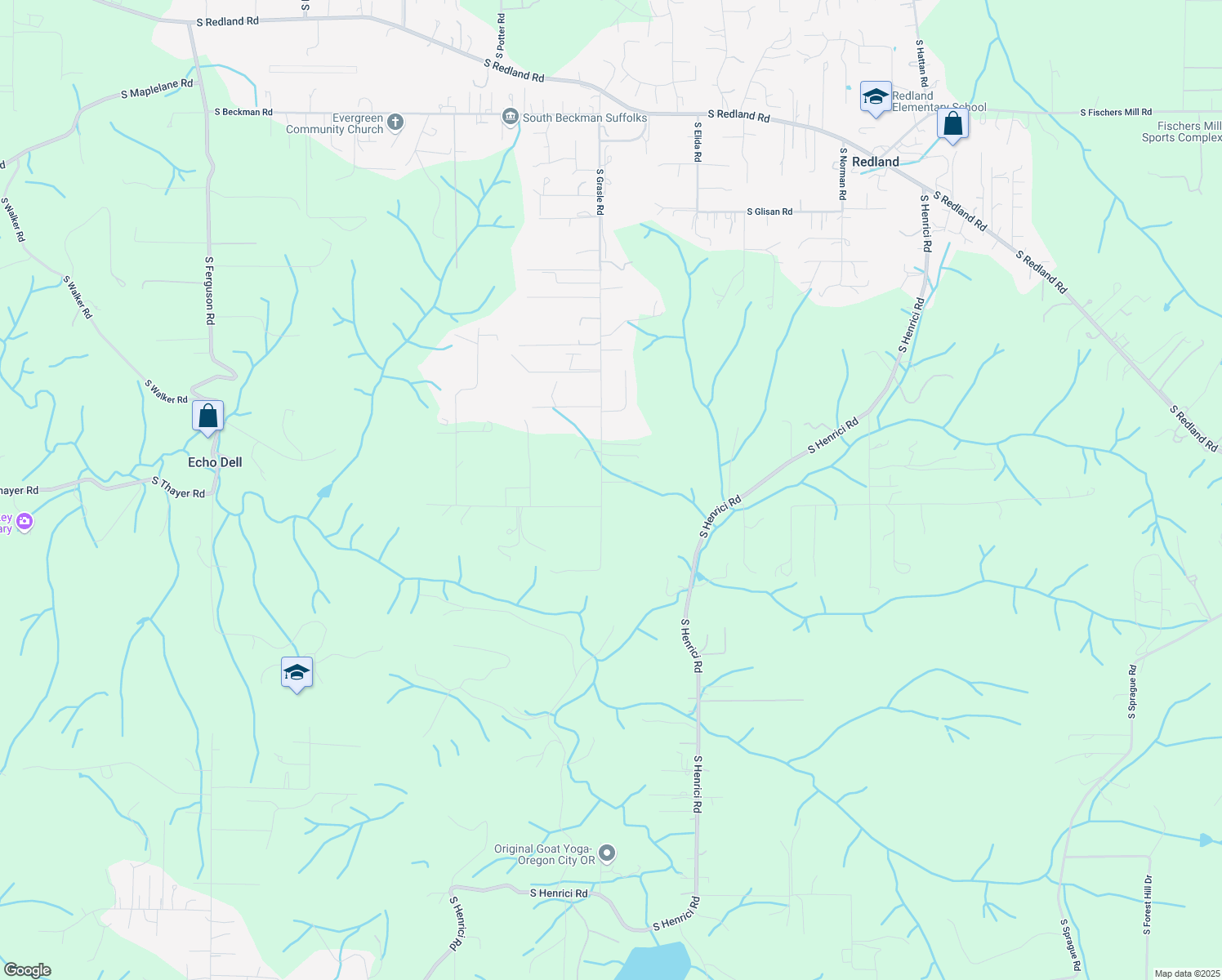 map of restaurants, bars, coffee shops, grocery stores, and more near 18976 South Grasle Road in Oregon City