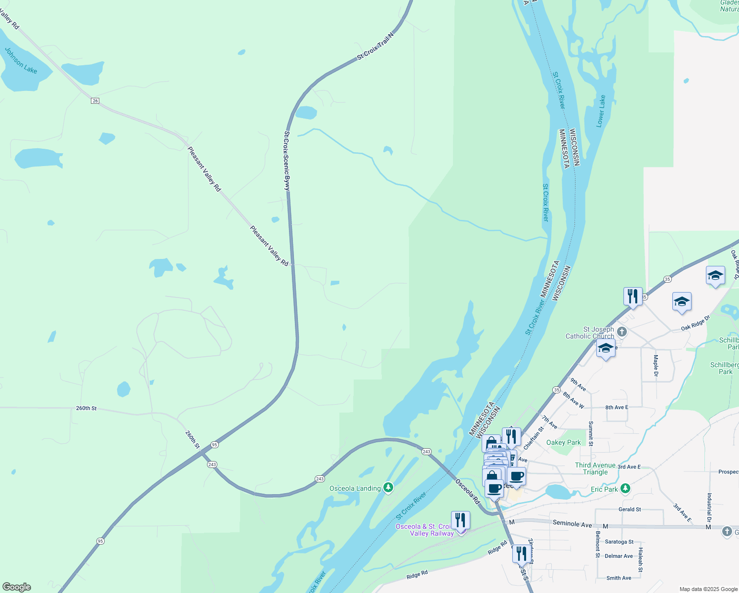 map of restaurants, bars, coffee shops, grocery stores, and more near 19151 Shamrock Lane in Shafer