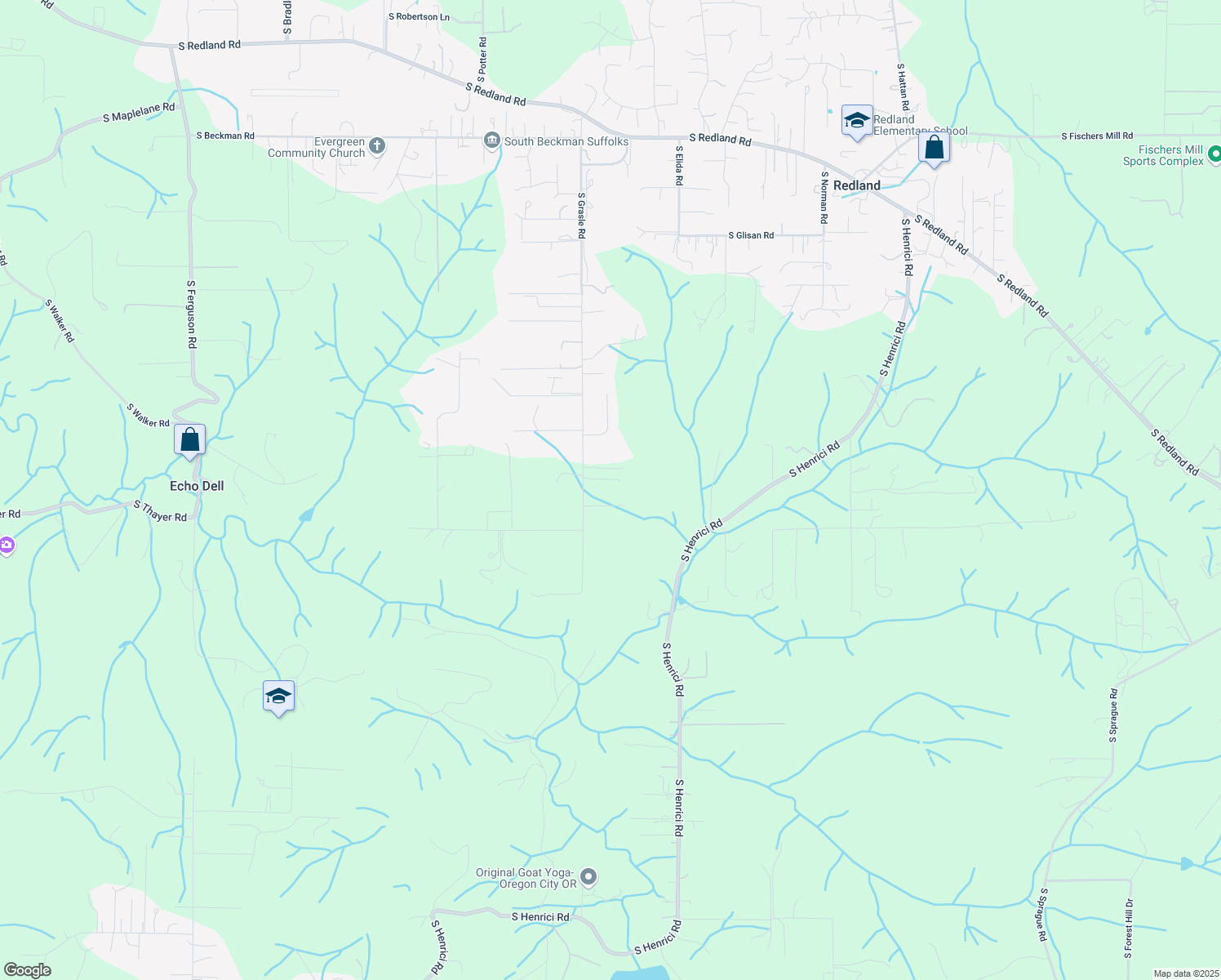 map of restaurants, bars, coffee shops, grocery stores, and more near 18976 South Grasle Road in Oregon City