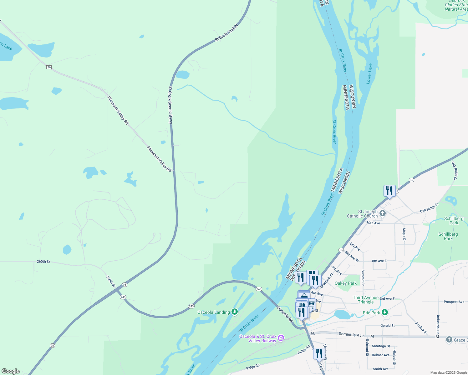 map of restaurants, bars, coffee shops, grocery stores, and more near 19151 Shamrock Lane in Shafer