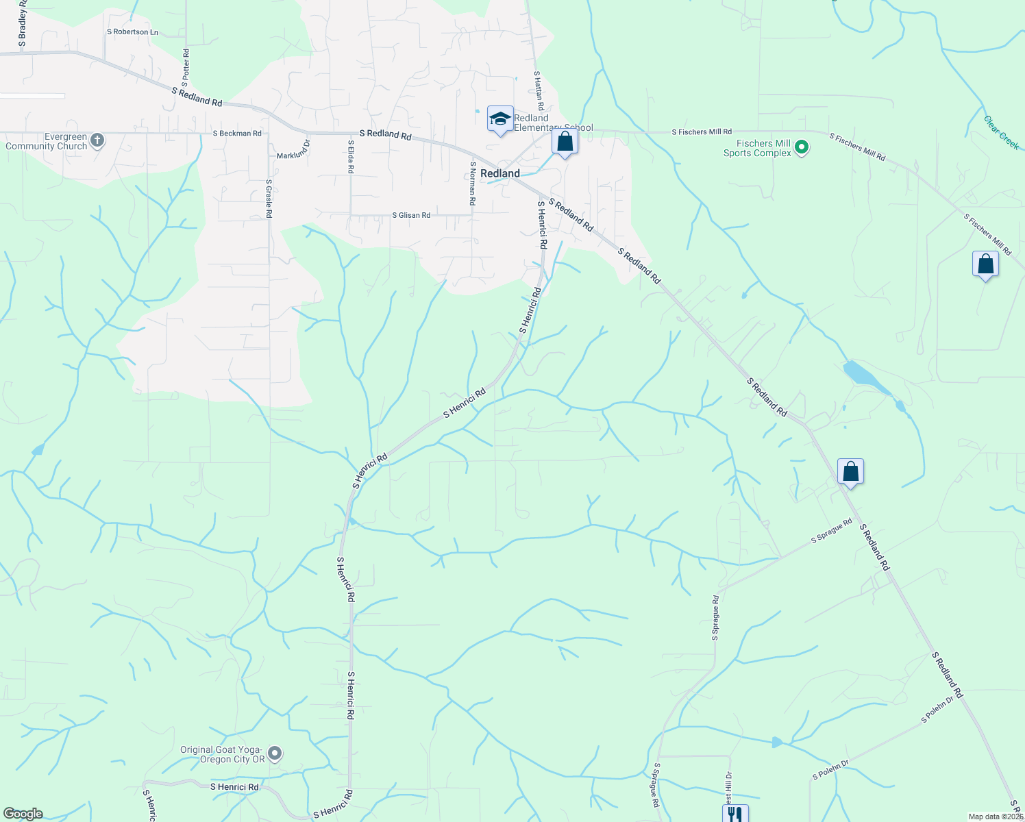 map of restaurants, bars, coffee shops, grocery stores, and more near 18858 South Dillman Road in Oregon City
