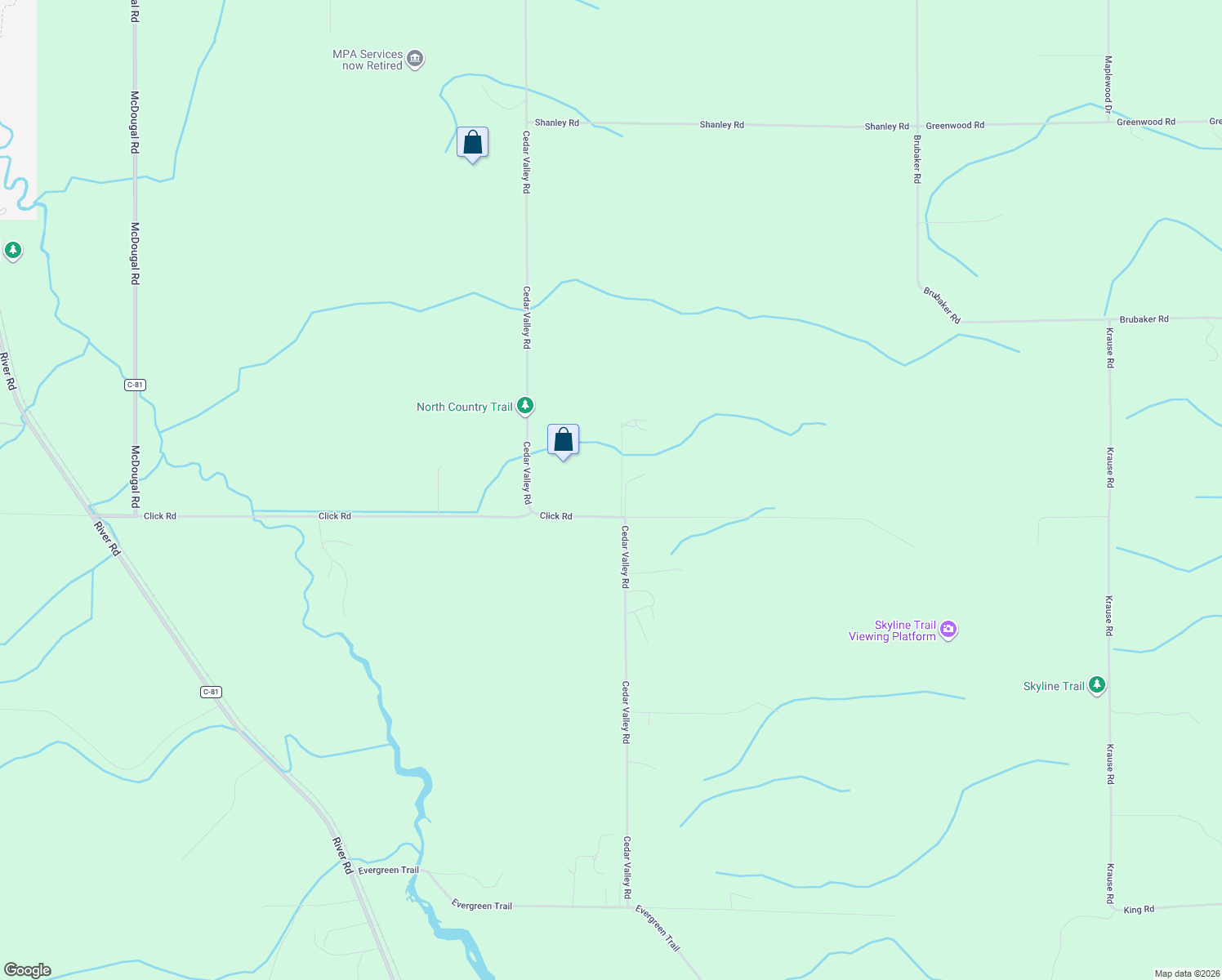 map of restaurants, bars, coffee shops, grocery stores, and more near 2821 Click Road in Petoskey