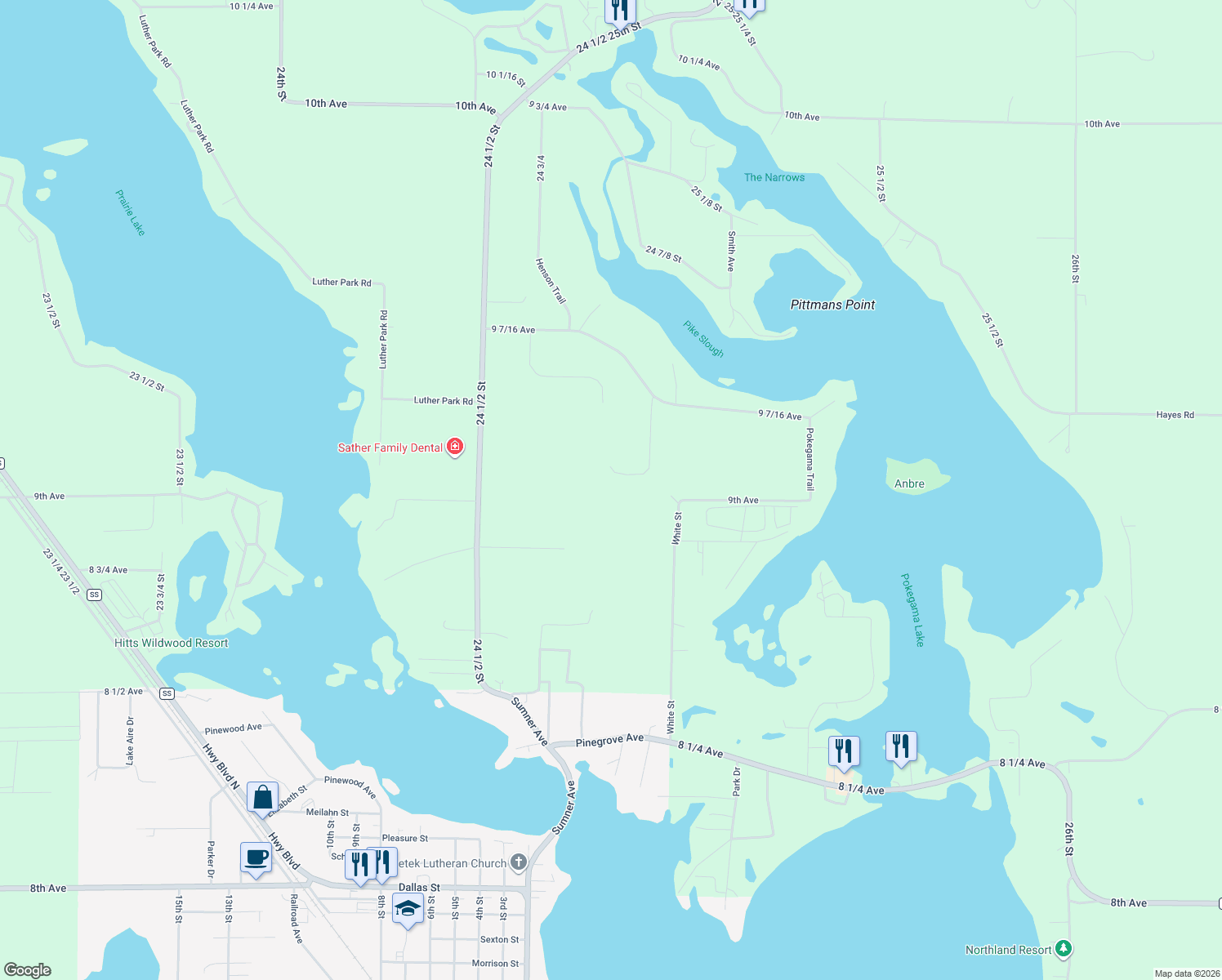 map of restaurants, bars, coffee shops, grocery stores, and more near 903 24 15/16 St in Chetek