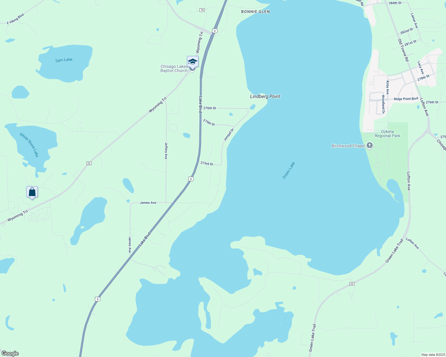 map of restaurants, bars, coffee shops, grocery stores, and more near 27217 Jonquil Drive in Chisago City