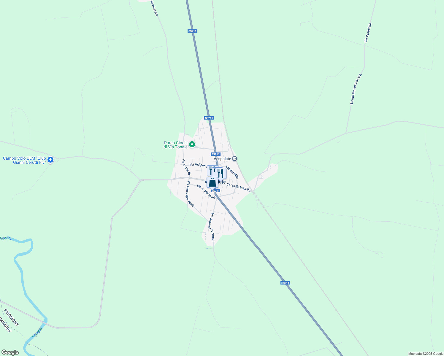 map of restaurants, bars, coffee shops, grocery stores, and more near 5 Via Giuseppe Galvagna in Vespolate