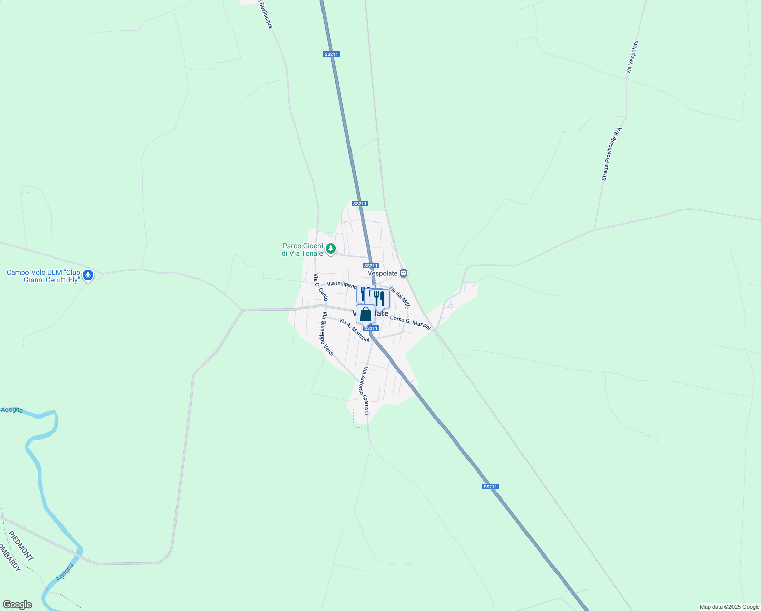 map of restaurants, bars, coffee shops, grocery stores, and more near 5 Via Giuseppe Galvagna in Vespolate