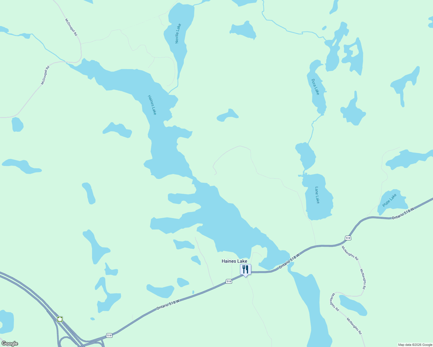 map of restaurants, bars, coffee shops, grocery stores, and more near 1 Shoebottom Road in Parry Sound