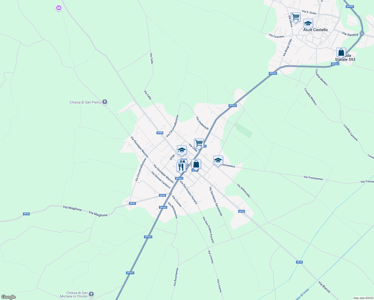 map of restaurants, bars, coffee shops, grocery stores, and more near 10BIS Via Carlo Emanuele Dotta in Borgo d'Ale