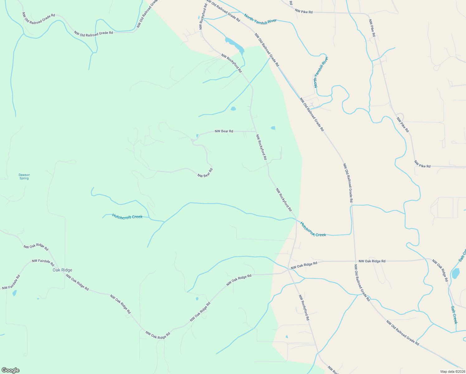 map of restaurants, bars, coffee shops, grocery stores, and more near 18691 Northwest Rockyford Road in Yamhill