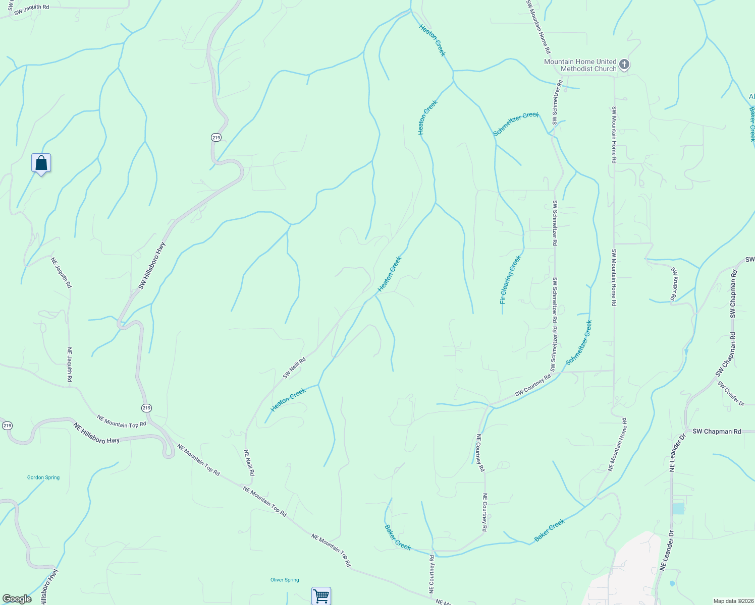 map of restaurants, bars, coffee shops, grocery stores, and more near 26020 Southwest Heaton Creek Drive in Newberg