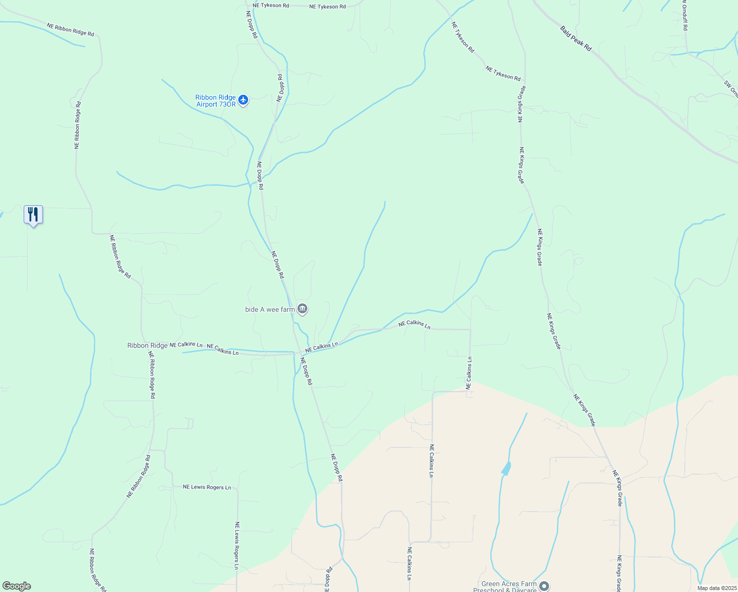 map of restaurants, bars, coffee shops, grocery stores, and more near 19462 Northeast Calkins Lane in Newberg