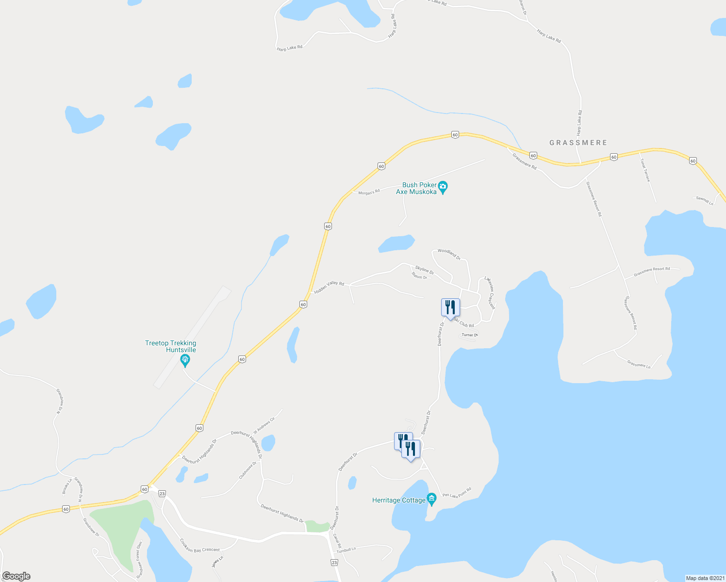 map of restaurants, bars, coffee shops, grocery stores, and more near 1525 Hidden Valley Road in Huntsville