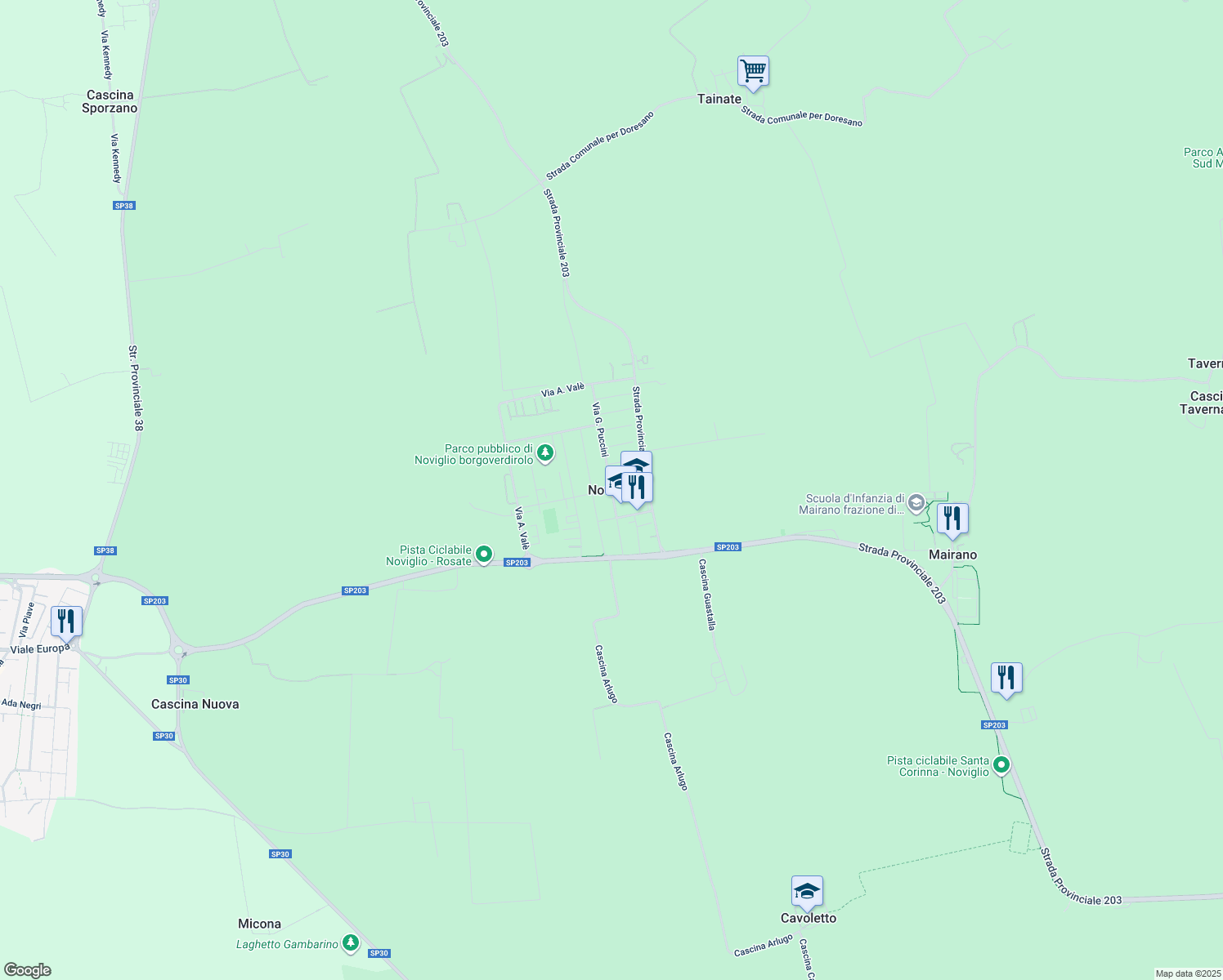 map of restaurants, bars, coffee shops, grocery stores, and more near in Milan
