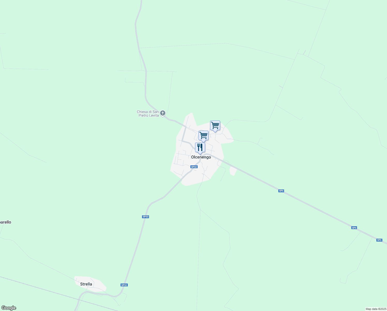 map of restaurants, bars, coffee shops, grocery stores, and more near 10 Strada Provinciale 50 in Olcenengo