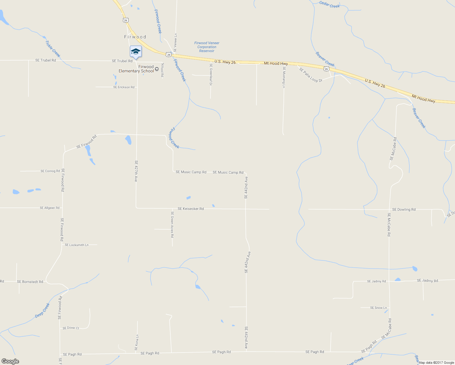 map of restaurants, bars, coffee shops, grocery stores, and more near 43940 Southeast Music Camp Road in Sandy