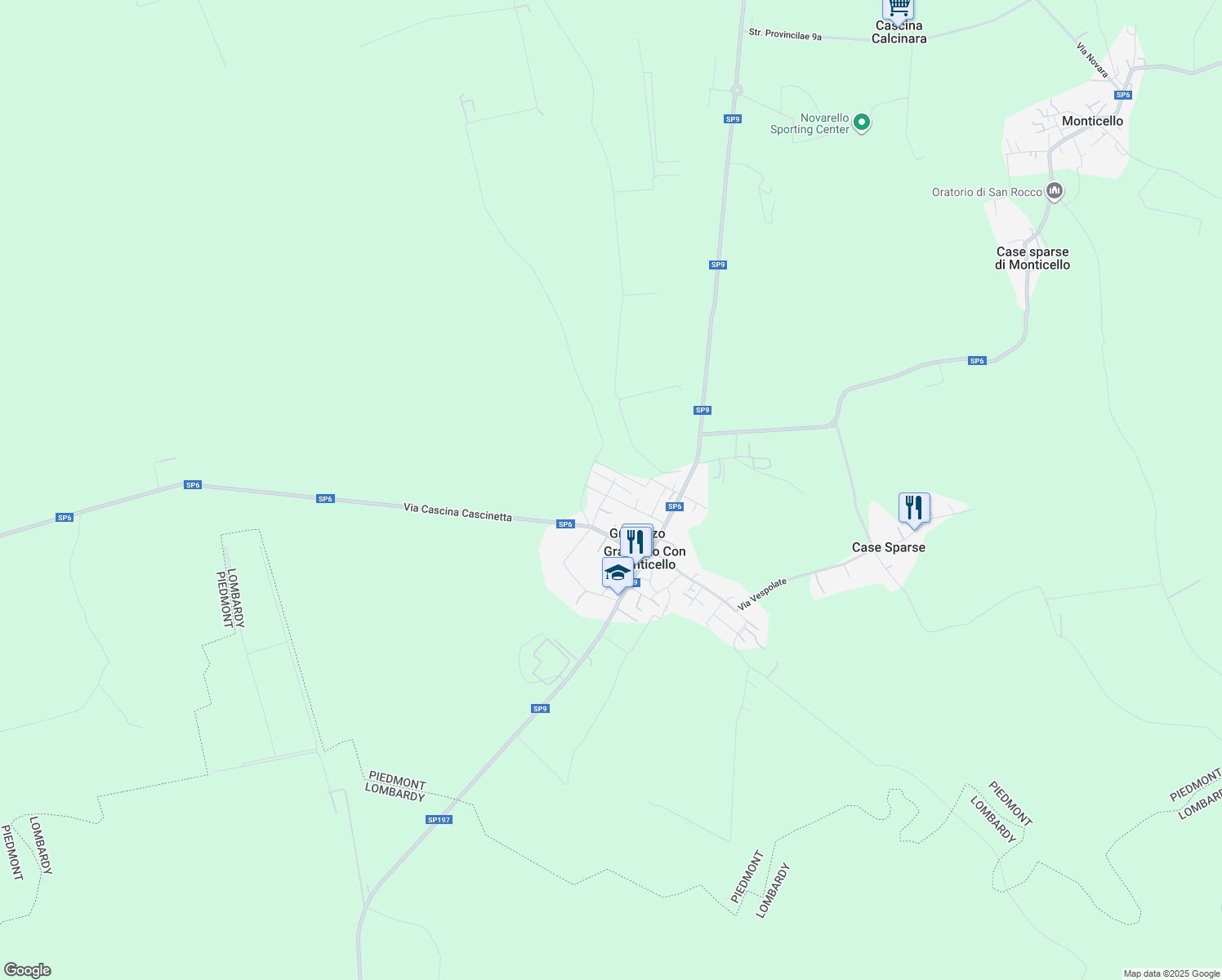 map of restaurants, bars, coffee shops, grocery stores, and more near 14 Via Dante Alighieri in Granozzo