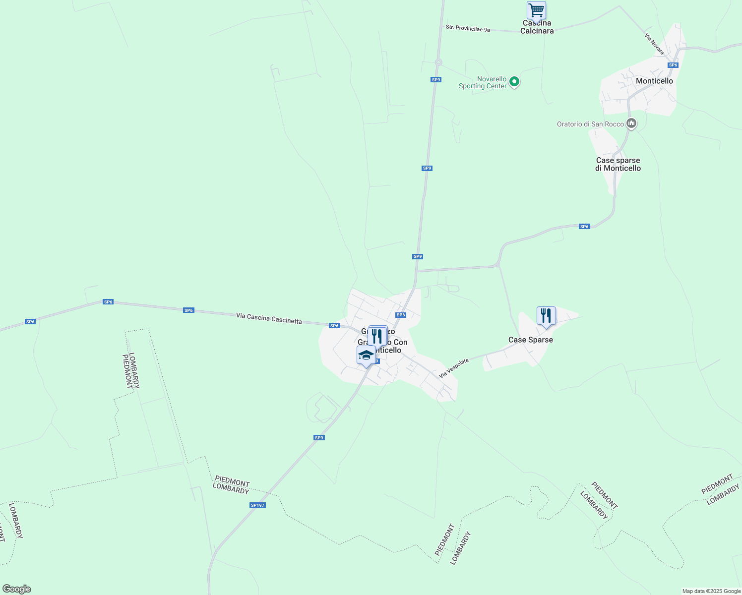 map of restaurants, bars, coffee shops, grocery stores, and more near 14 Via Dante Alighieri in Granozzo