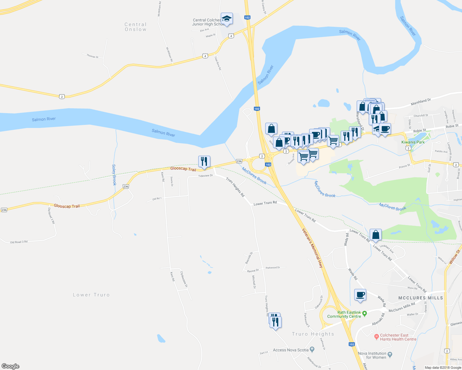 map of restaurants, bars, coffee shops, grocery stores, and more near 56 Truro Heights Road in Lower Truro