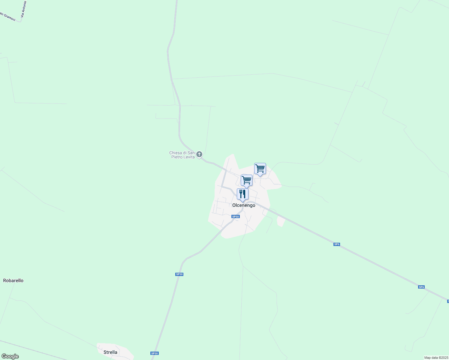map of restaurants, bars, coffee shops, grocery stores, and more near 9 Via Pietro Zancardi in Olcenengo