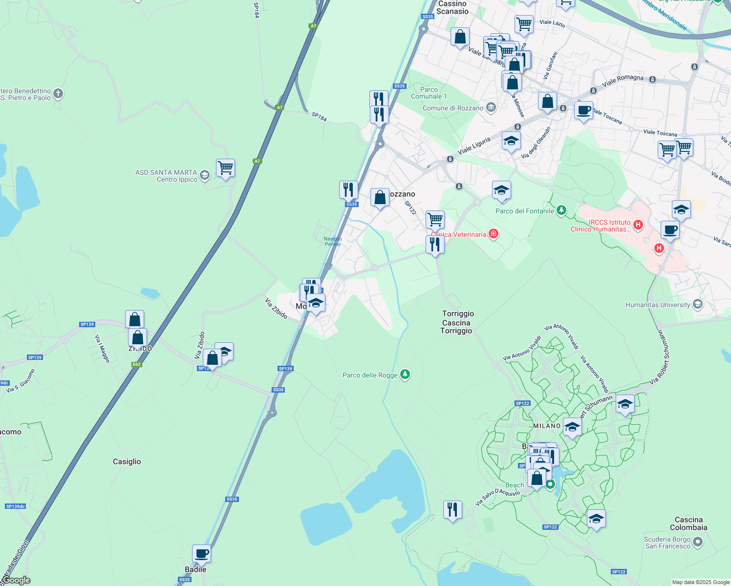 map of restaurants, bars, coffee shops, grocery stores, and more near 3 Via Carlo Alberto dalla Chiesa in Città metropolitana di Milano