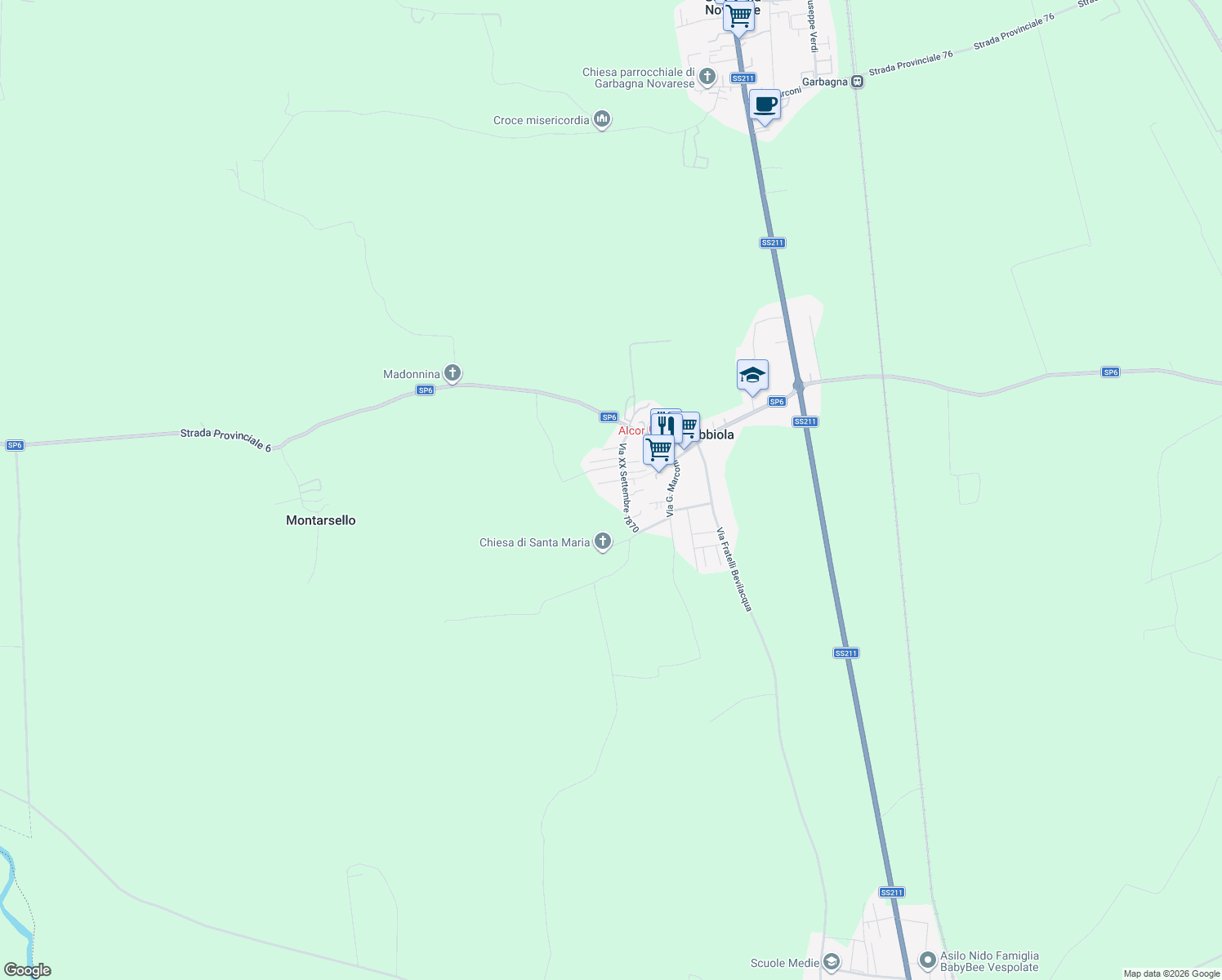map of restaurants, bars, coffee shops, grocery stores, and more near 7 Via Colli Don Ernesto in Nibbiola