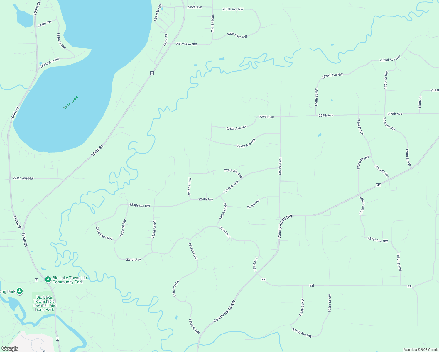 map of restaurants, bars, coffee shops, grocery stores, and more near 17961 226th Avenue Northwest in Big Lake