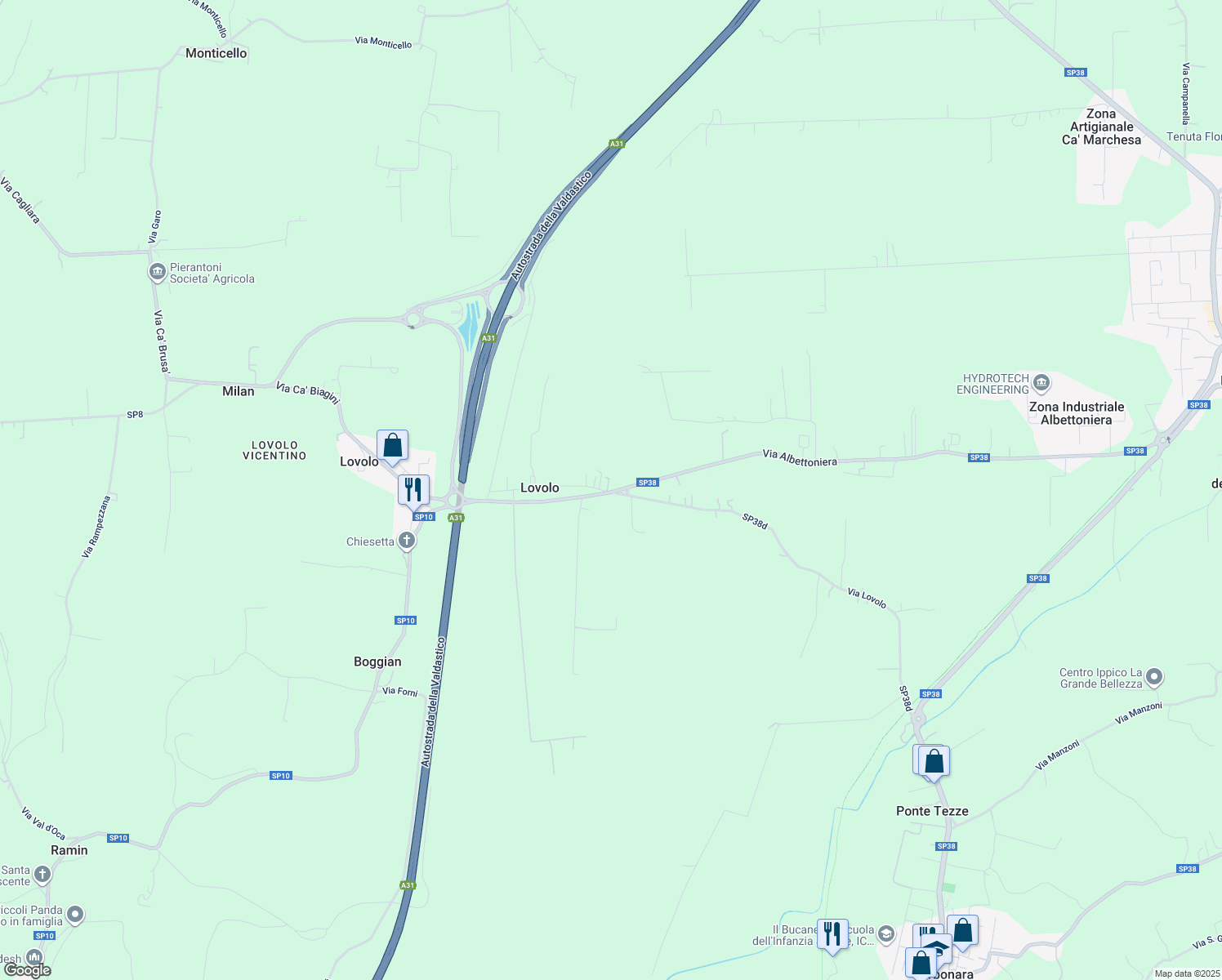map of restaurants, bars, coffee shops, grocery stores, and more near 45 Via Lovolo in Lovolo