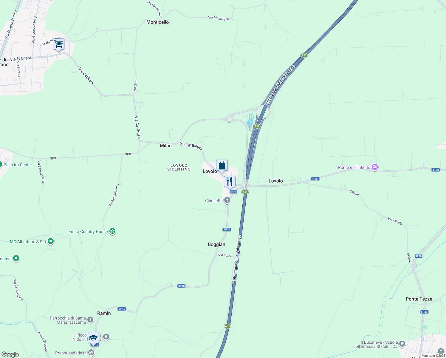 map of restaurants, bars, coffee shops, grocery stores, and more near in Lovolo