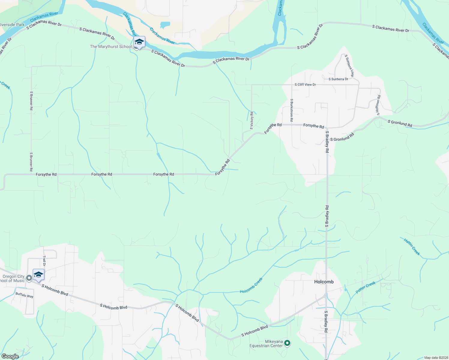 map of restaurants, bars, coffee shops, grocery stores, and more near 16266 Forsythe Road in Oregon City