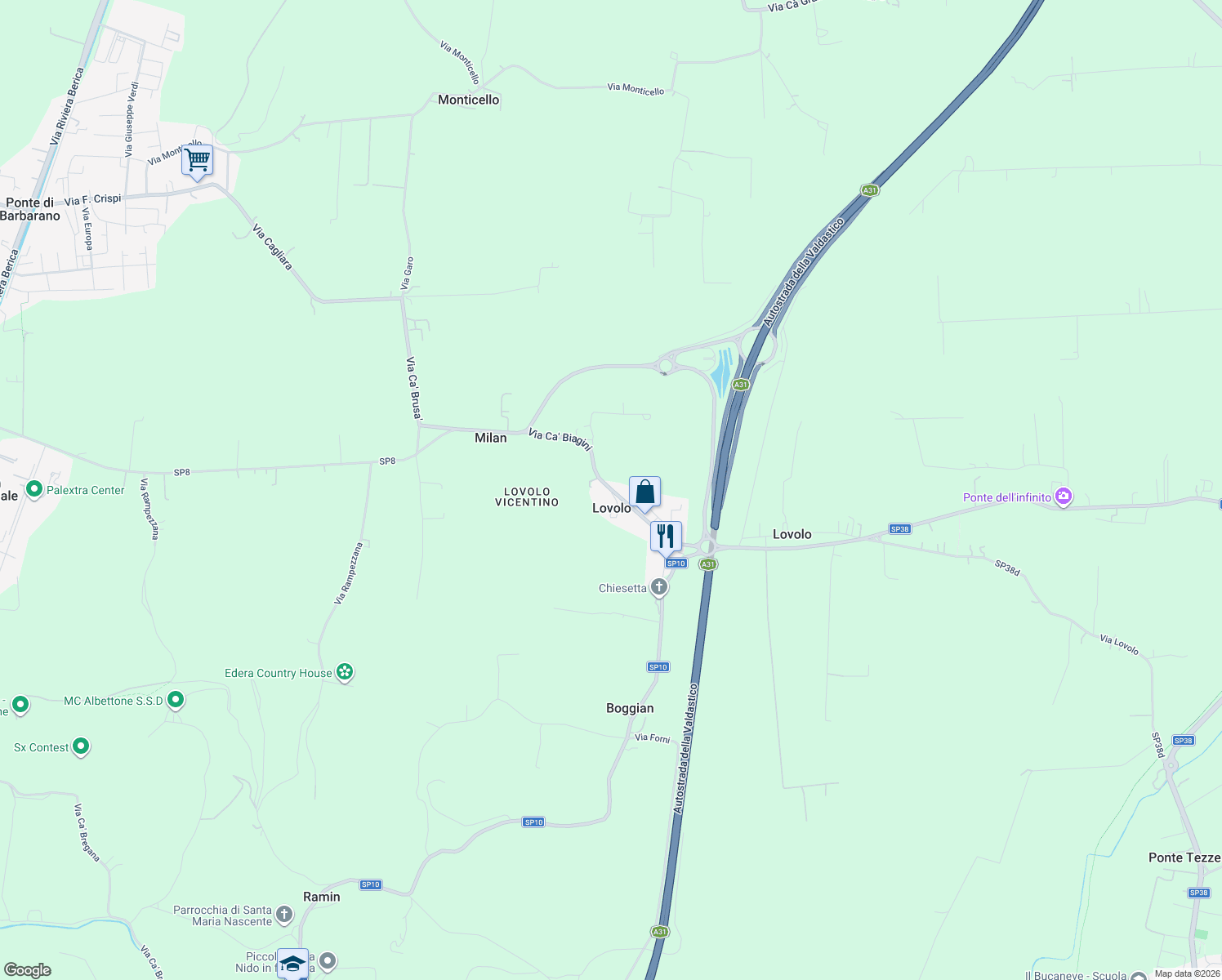 map of restaurants, bars, coffee shops, grocery stores, and more near in Lovolo