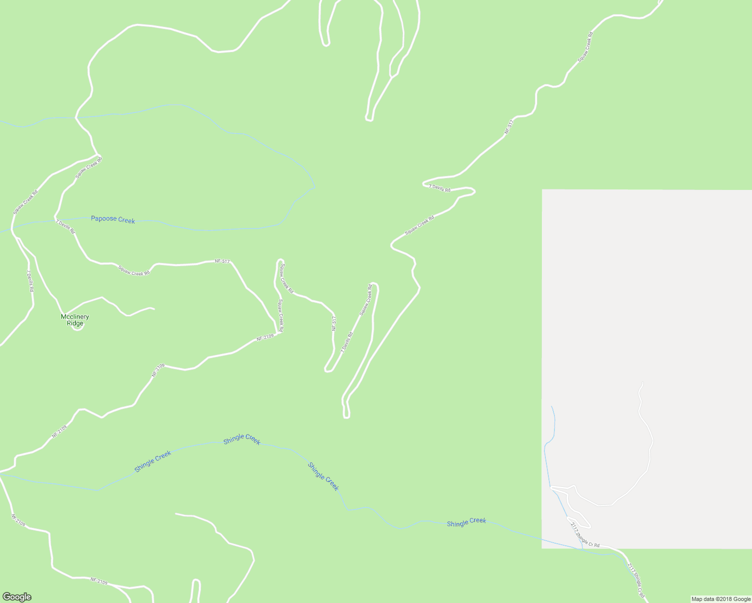 map of restaurants, bars, coffee shops, grocery stores, and more near National Forest Development Road 517 in Riggins