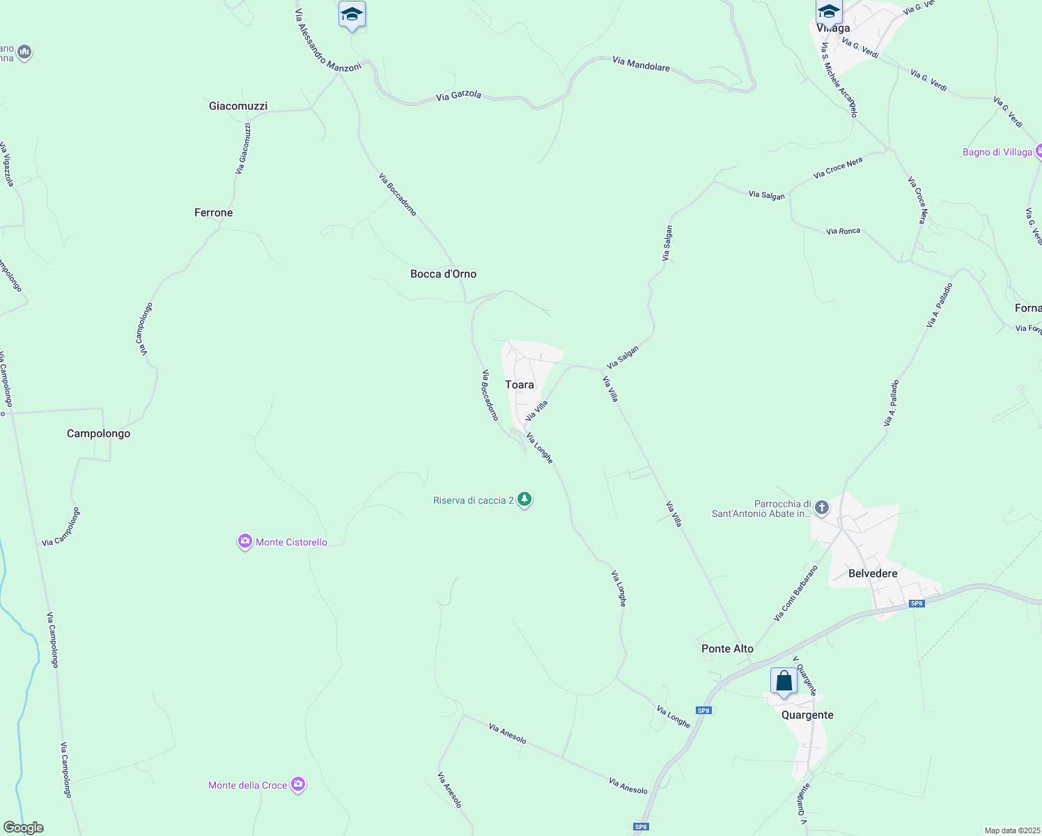 map of restaurants, bars, coffee shops, grocery stores, and more near 4 Via Longhe in Toara