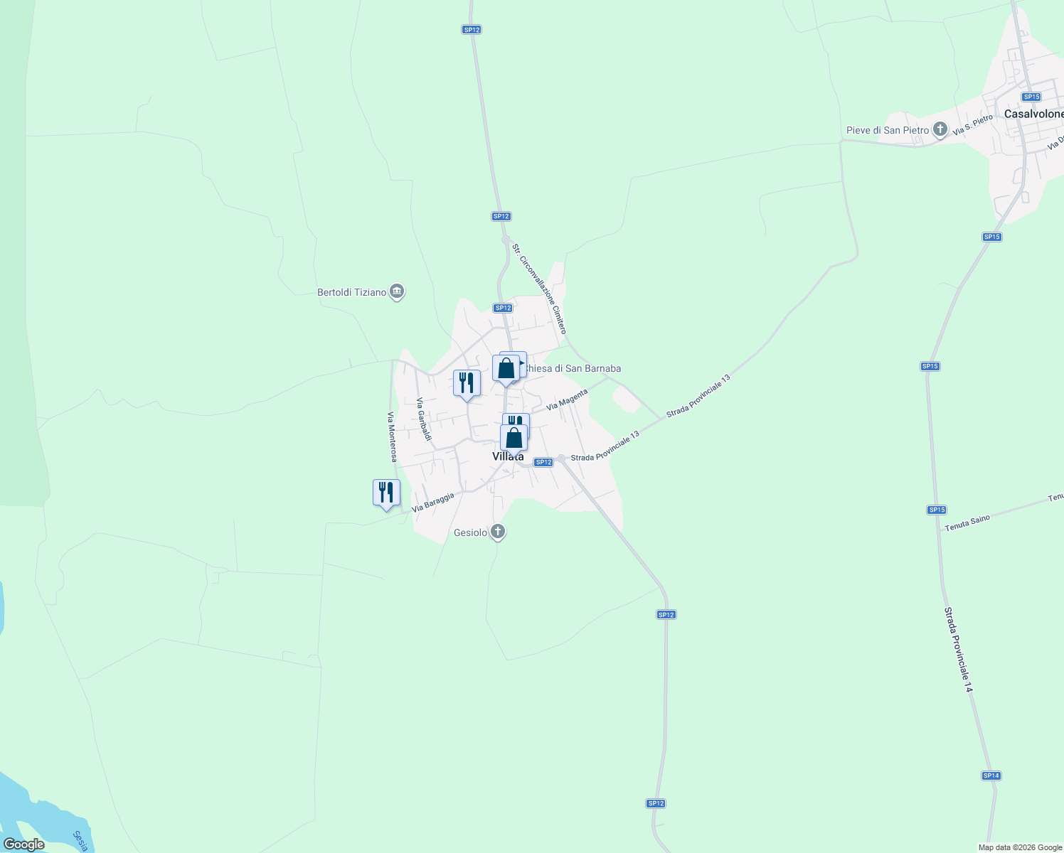 map of restaurants, bars, coffee shops, grocery stores, and more near 5 Via Magenta in Villata