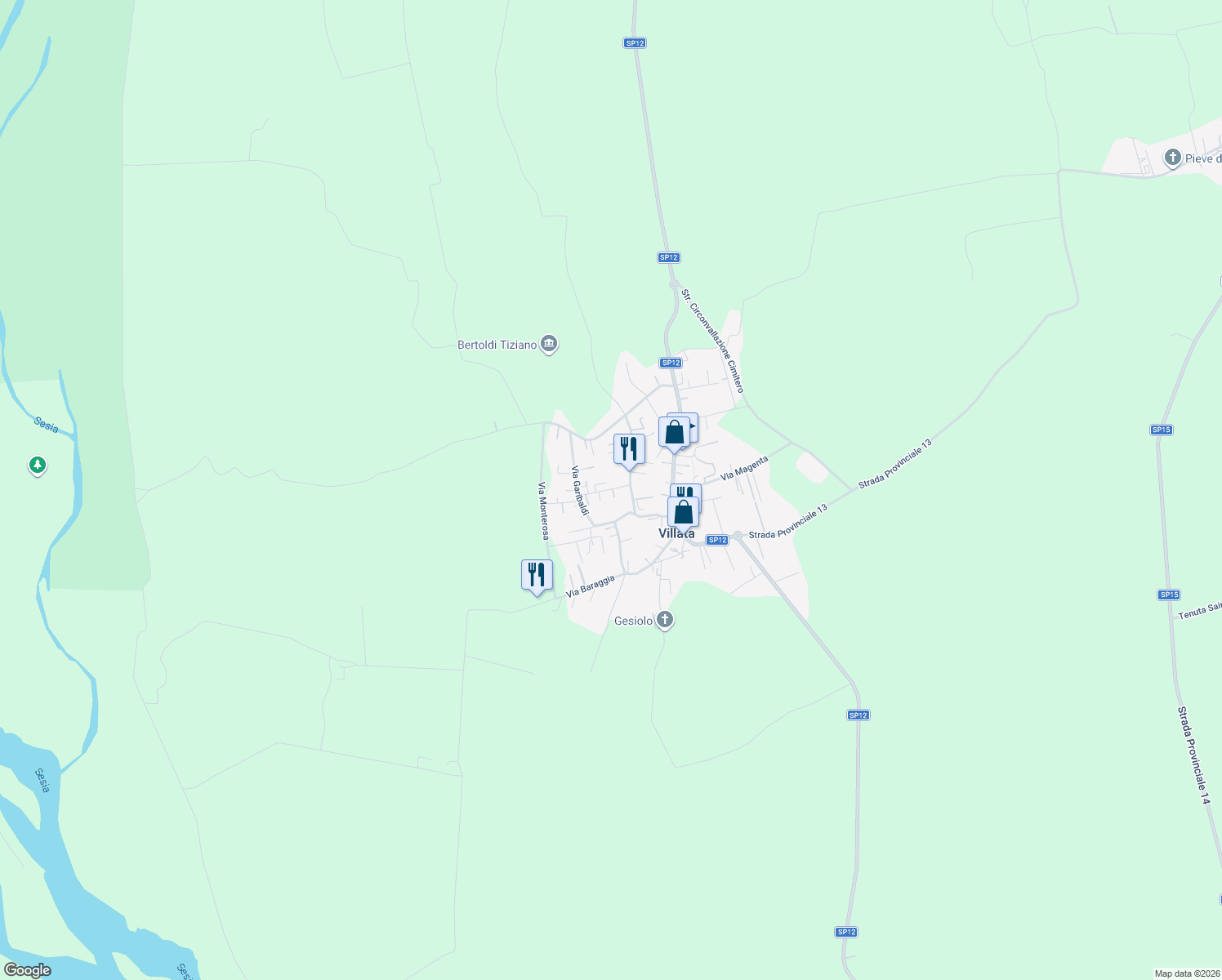 map of restaurants, bars, coffee shops, grocery stores, and more near 2 Via Verdi in Villata