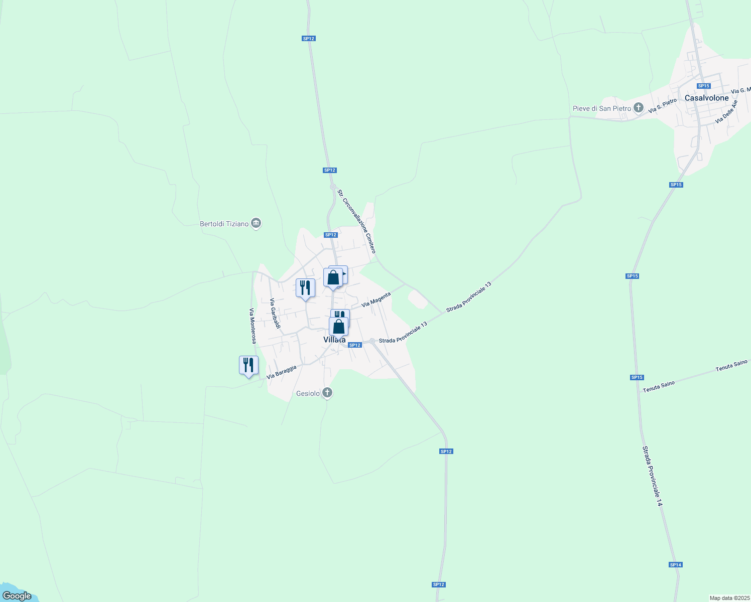 map of restaurants, bars, coffee shops, grocery stores, and more near 6 Via Magenta in Villata