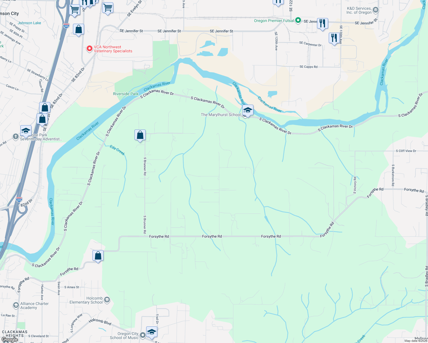 map of restaurants, bars, coffee shops, grocery stores, and more near 15025 S Beaton Rd in Oregon City