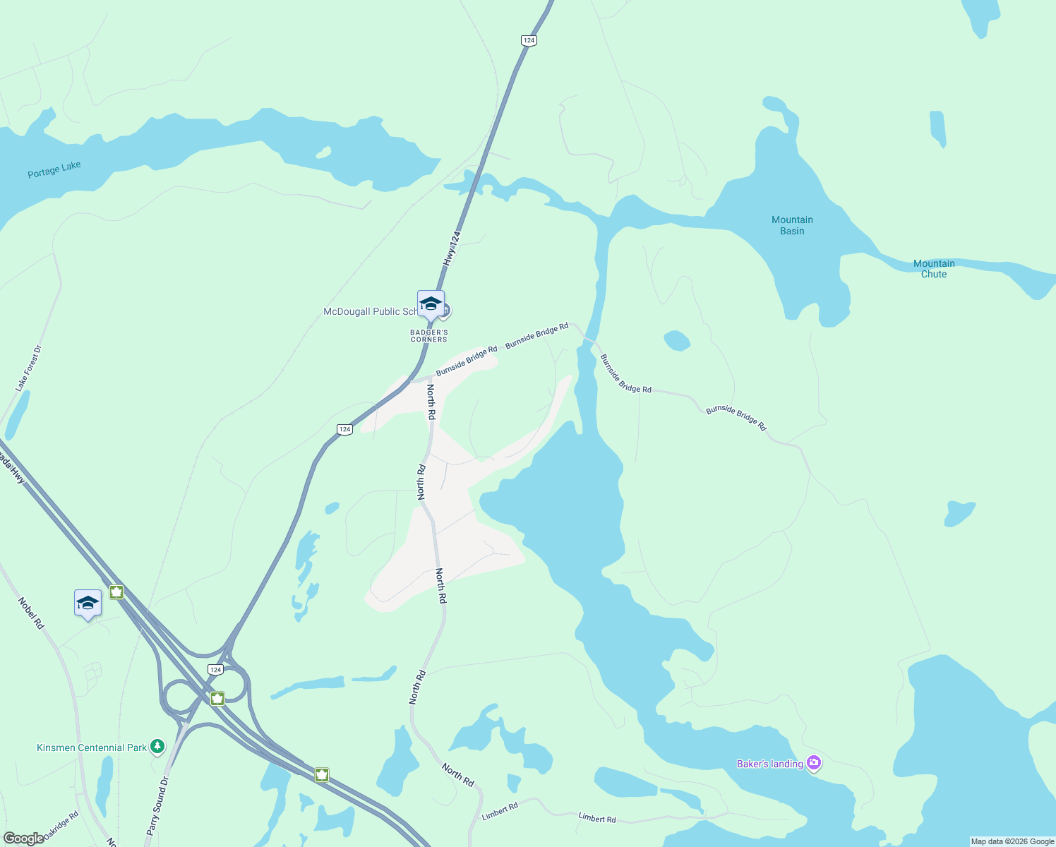 map of restaurants, bars, coffee shops, grocery stores, and more near 12 Taylor Crescent in Parry Sound