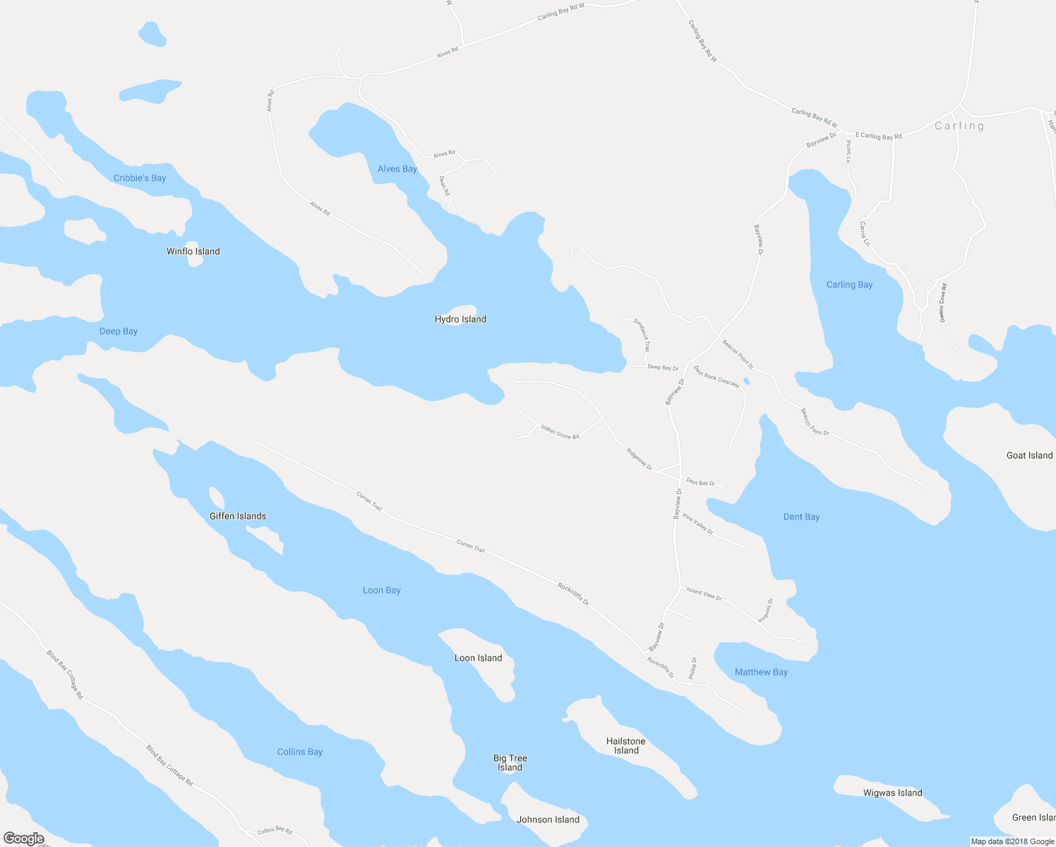 map of restaurants, bars, coffee shops, grocery stores, and more near 24 Indian Grove Road in Parry Sound