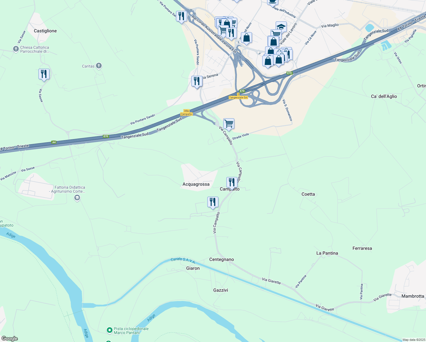 map of restaurants, bars, coffee shops, grocery stores, and more near 1b Via Acquagrossa in Acquagrossa