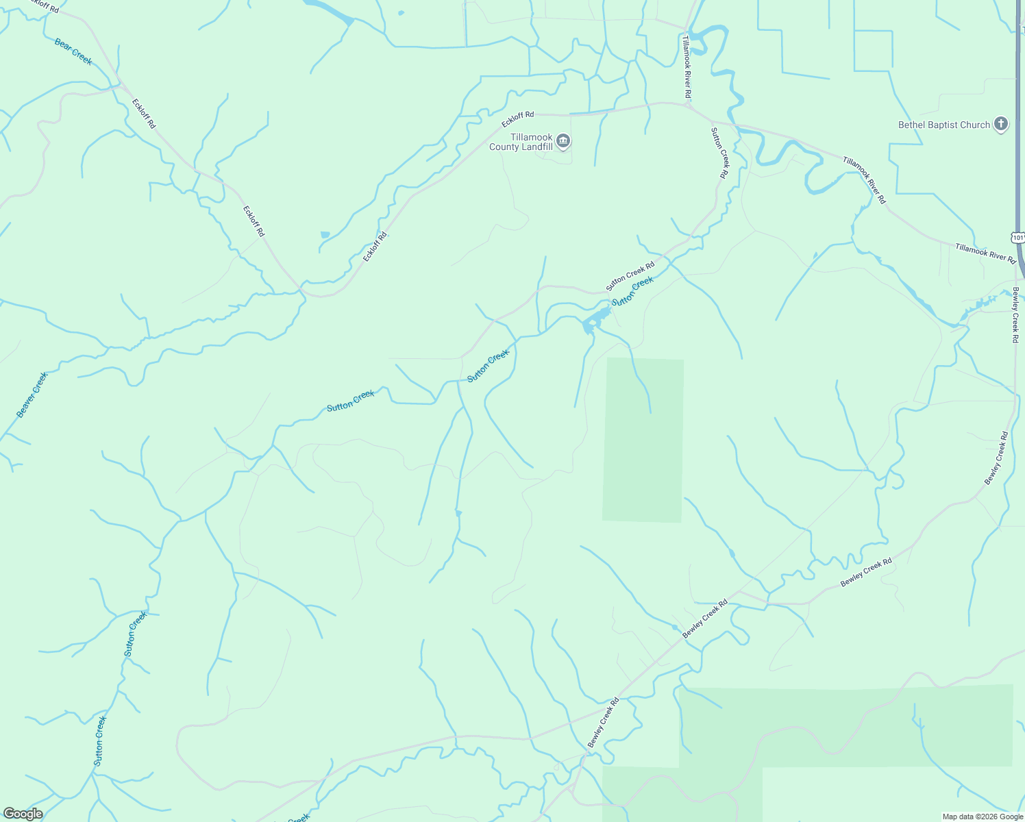 map of restaurants, bars, coffee shops, grocery stores, and more near 755 Sutton Creek Rd in Tillamook