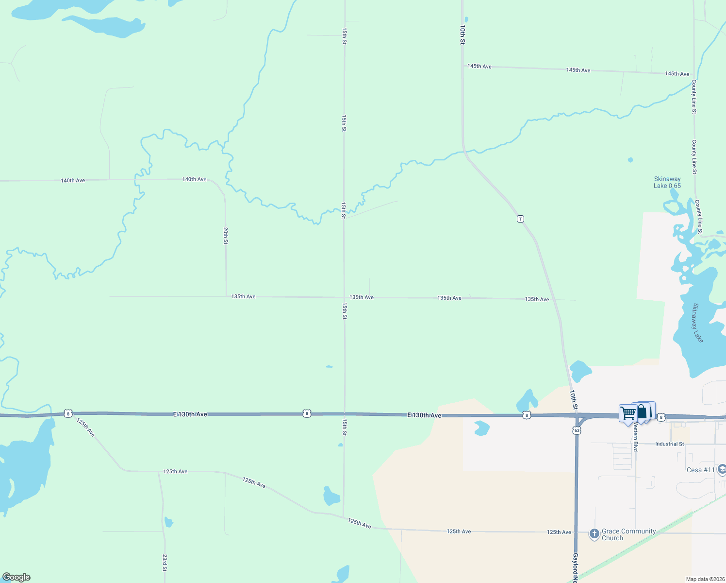 map of restaurants, bars, coffee shops, grocery stores, and more near 1353 14th Street in Turtle Lake