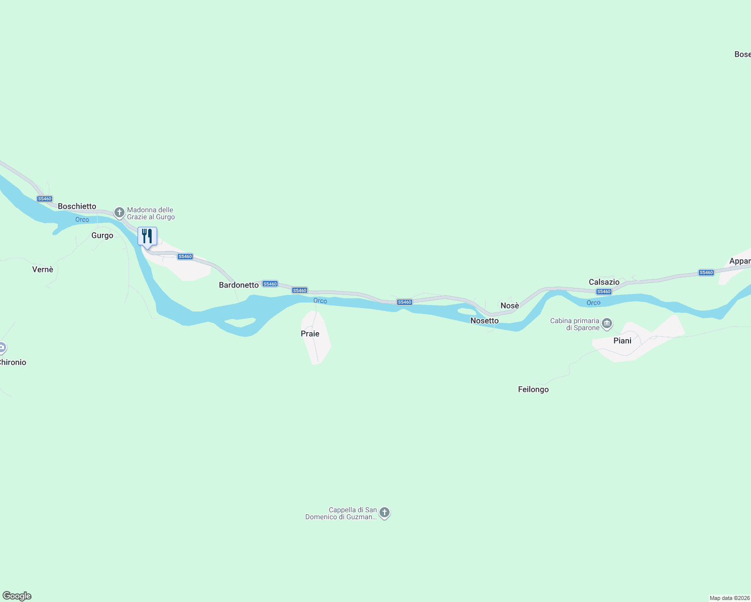 map of restaurants, bars, coffee shops, grocery stores, and more near 5 Frazione Bosco in Città Metropolitana di Torino