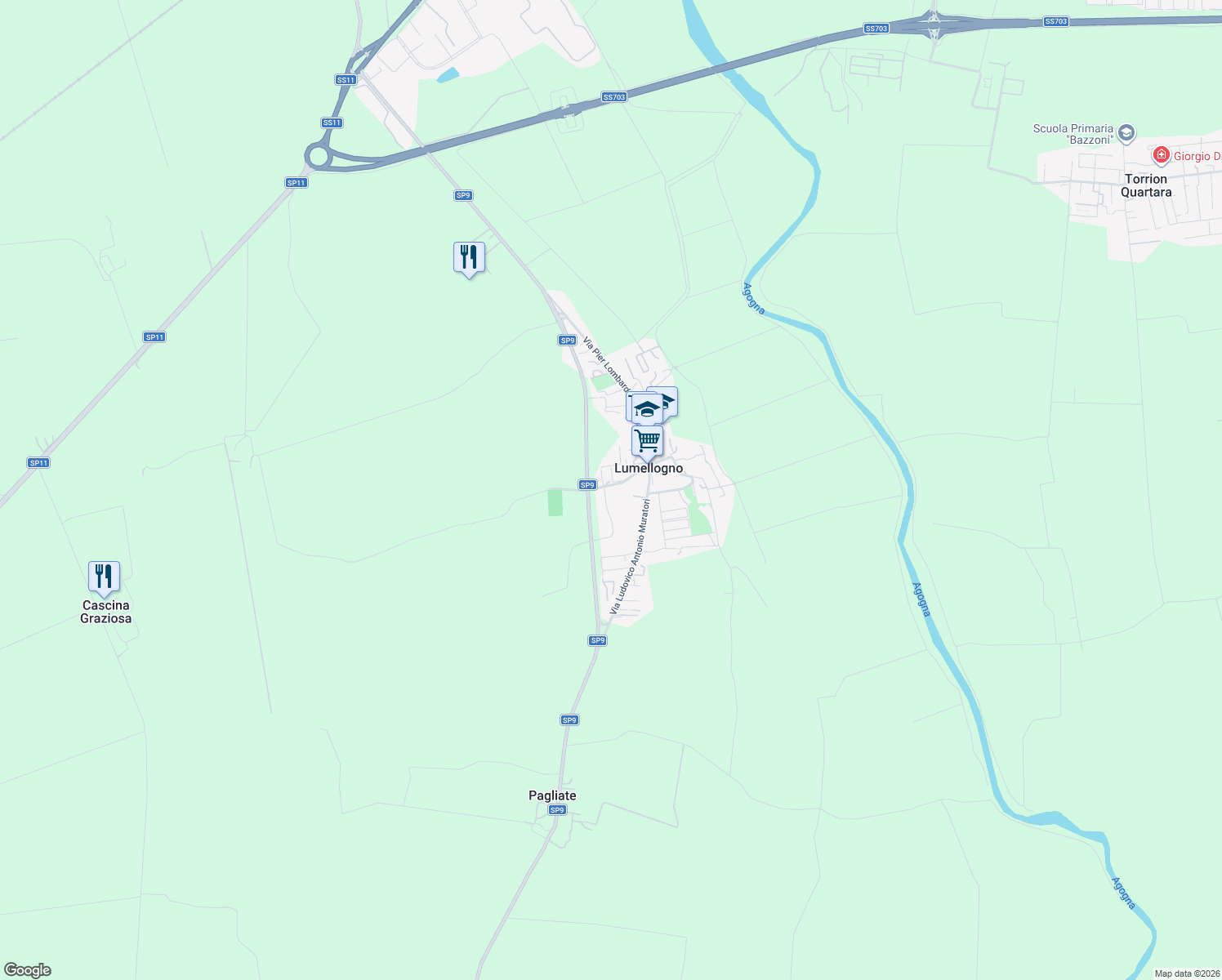 map of restaurants, bars, coffee shops, grocery stores, and more near 16 Via delle Aie in Lumellogno