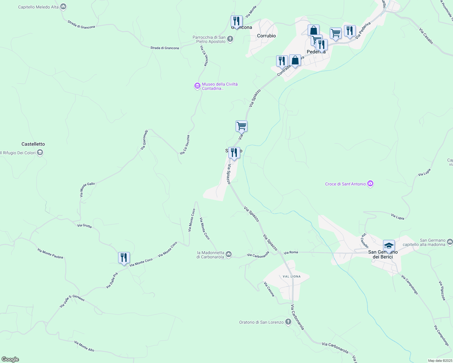 map of restaurants, bars, coffee shops, grocery stores, and more near 22 Via Spiazzo in Spiazzo