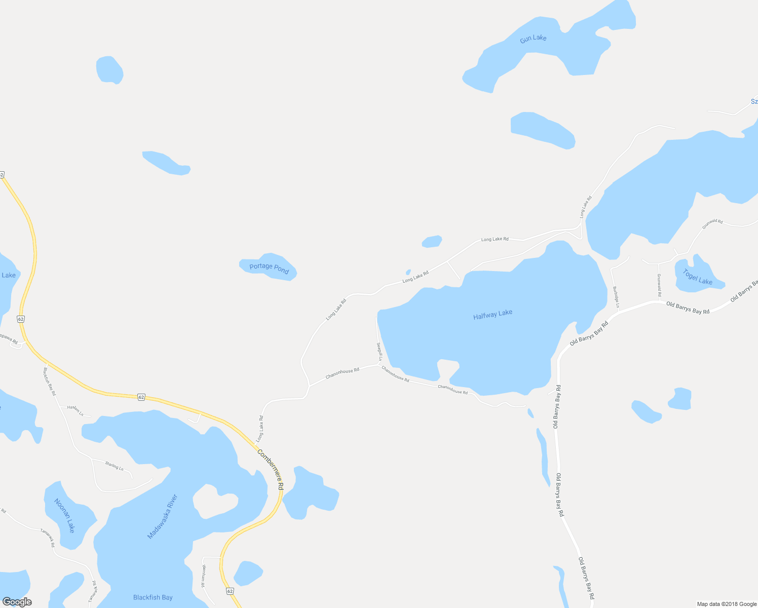 map of restaurants, bars, coffee shops, grocery stores, and more near 312 A Long Lake Road in Barry's Bay